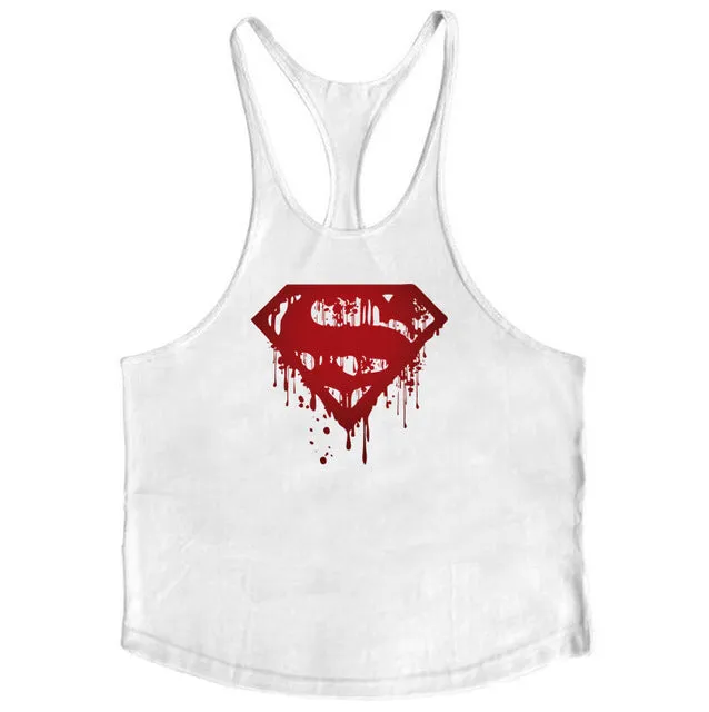 Brand Men's Muslce Vest Tank Tops Bodybuilding Fitness Men Cotton Singlets Plus size O-Neck Tank Man Sporting Sleeveless Shirt