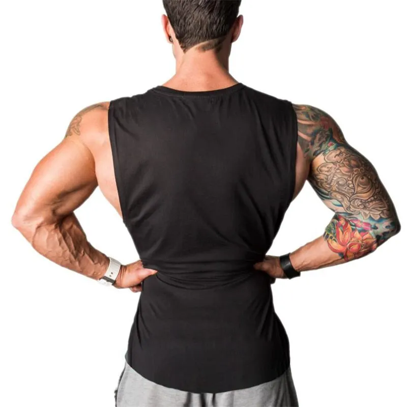 Brand Men's Muslce Vest Tank Tops Bodybuilding Fitness Men Cotton Singlets Plus size O-Neck Tank Man Sporting Sleeveless Shirt