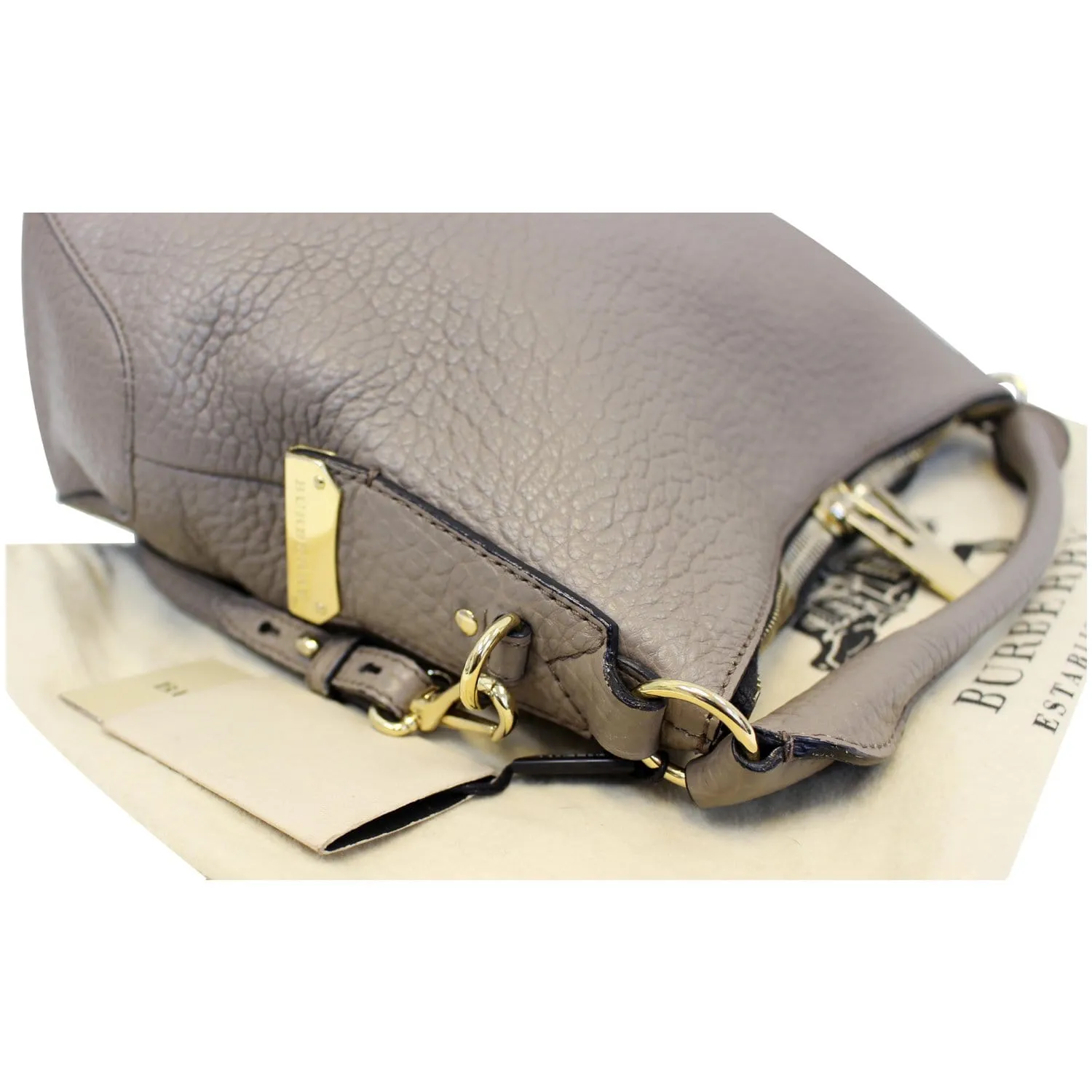 BURBERRY Ledbury Grain Leather Hobo Shoulder Bag