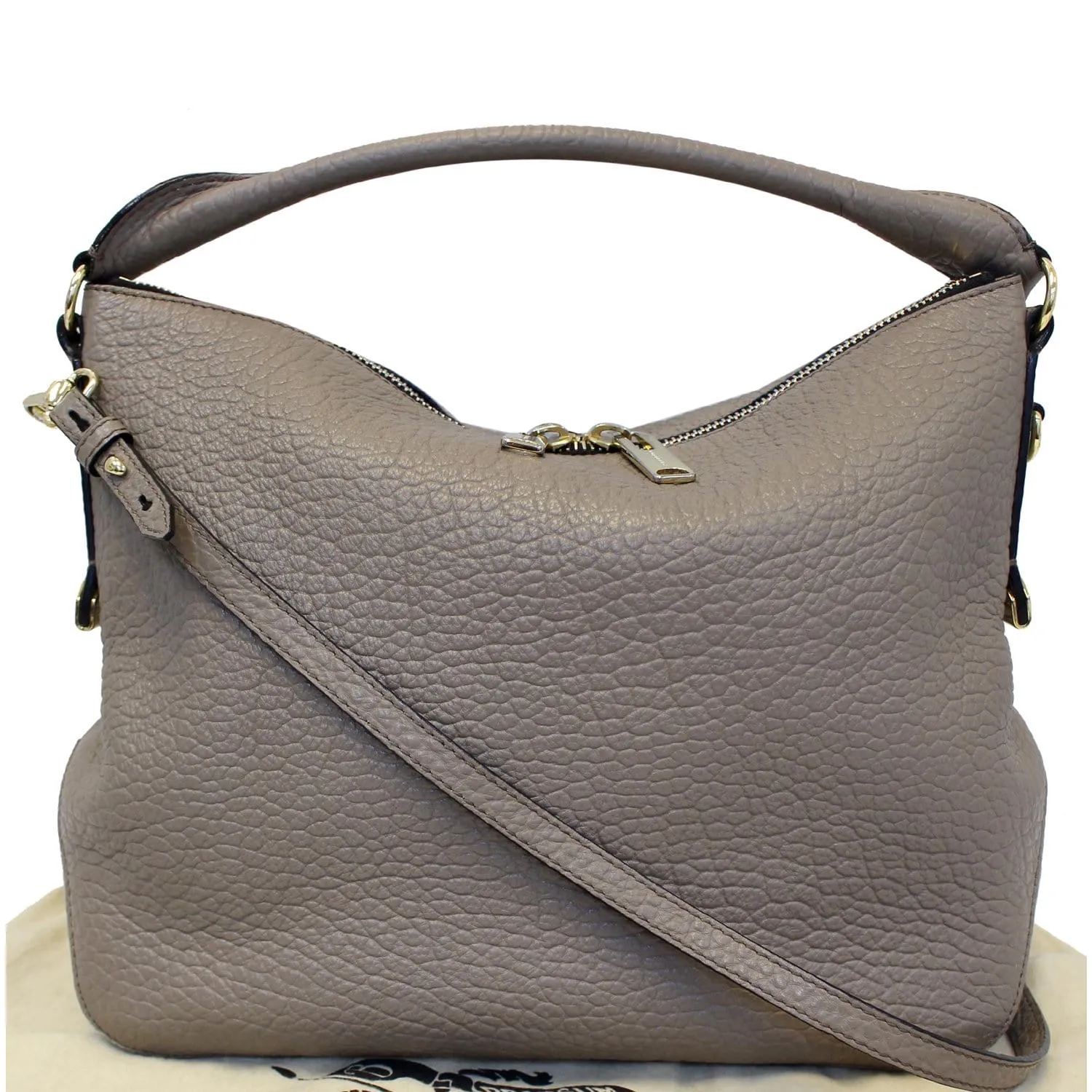 BURBERRY Ledbury Grain Leather Hobo Shoulder Bag