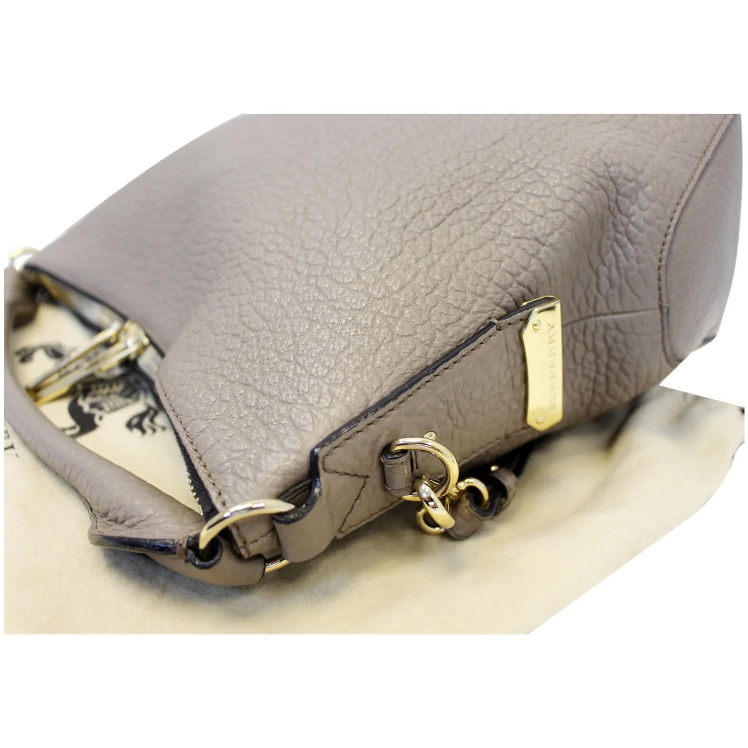 BURBERRY Ledbury Grain Leather Hobo Shoulder Bag