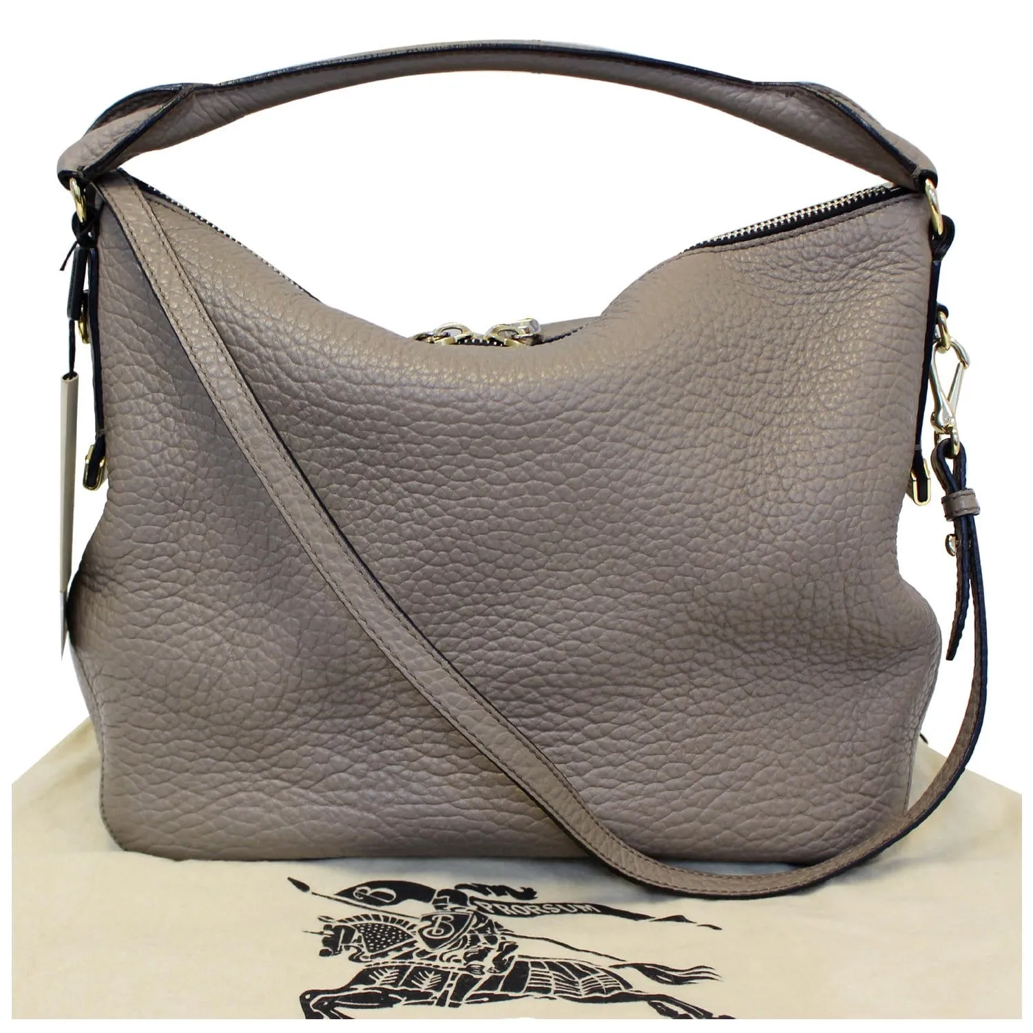 BURBERRY Ledbury Grain Leather Hobo Shoulder Bag