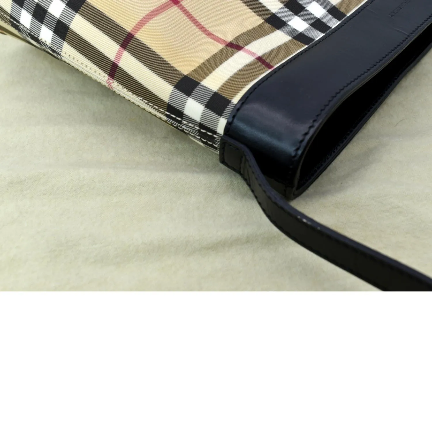 BURBERRY Nova Check Canvas Shoulder Bag Black