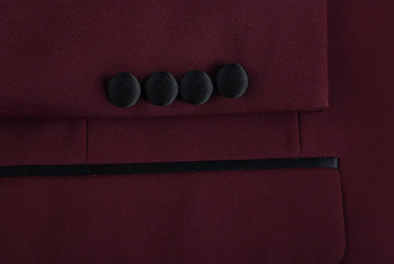 Burgundy 2 Piece Tuxedo Shawl Lapel Slim Fit