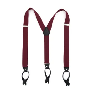 Burgundy Button-End Unisex Suspenders