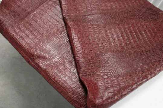 Burgundy Crocodile Embossed Leather: Genuine Leather 2.5-3 oz. - Perfect for Handbags and Leather Crafts!