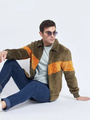 Camla Barcelona Fleece Olive Green Sweatshirt For Men