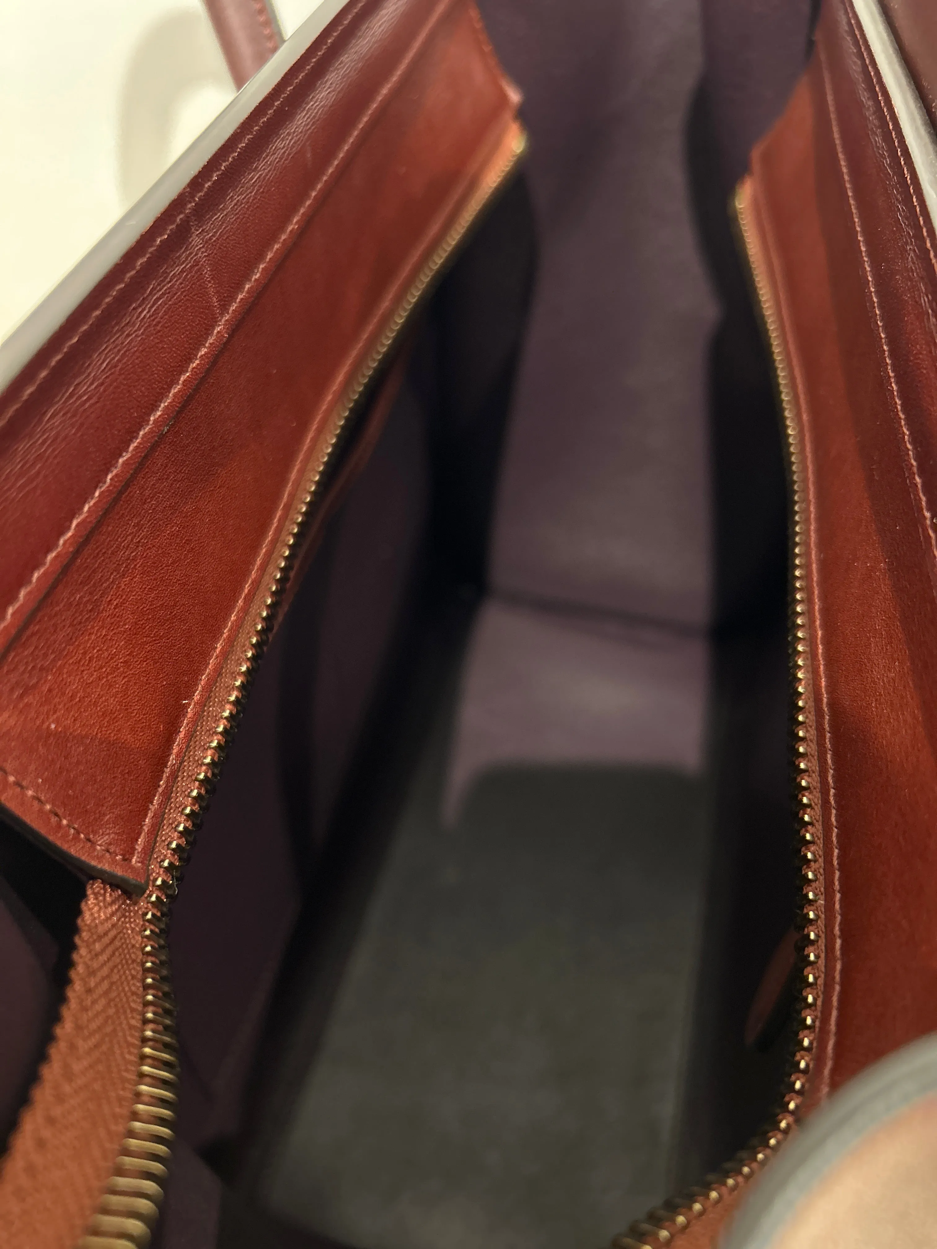 Celine Bag, Burgundy Smooth Calfskin Micro Luggage Tote