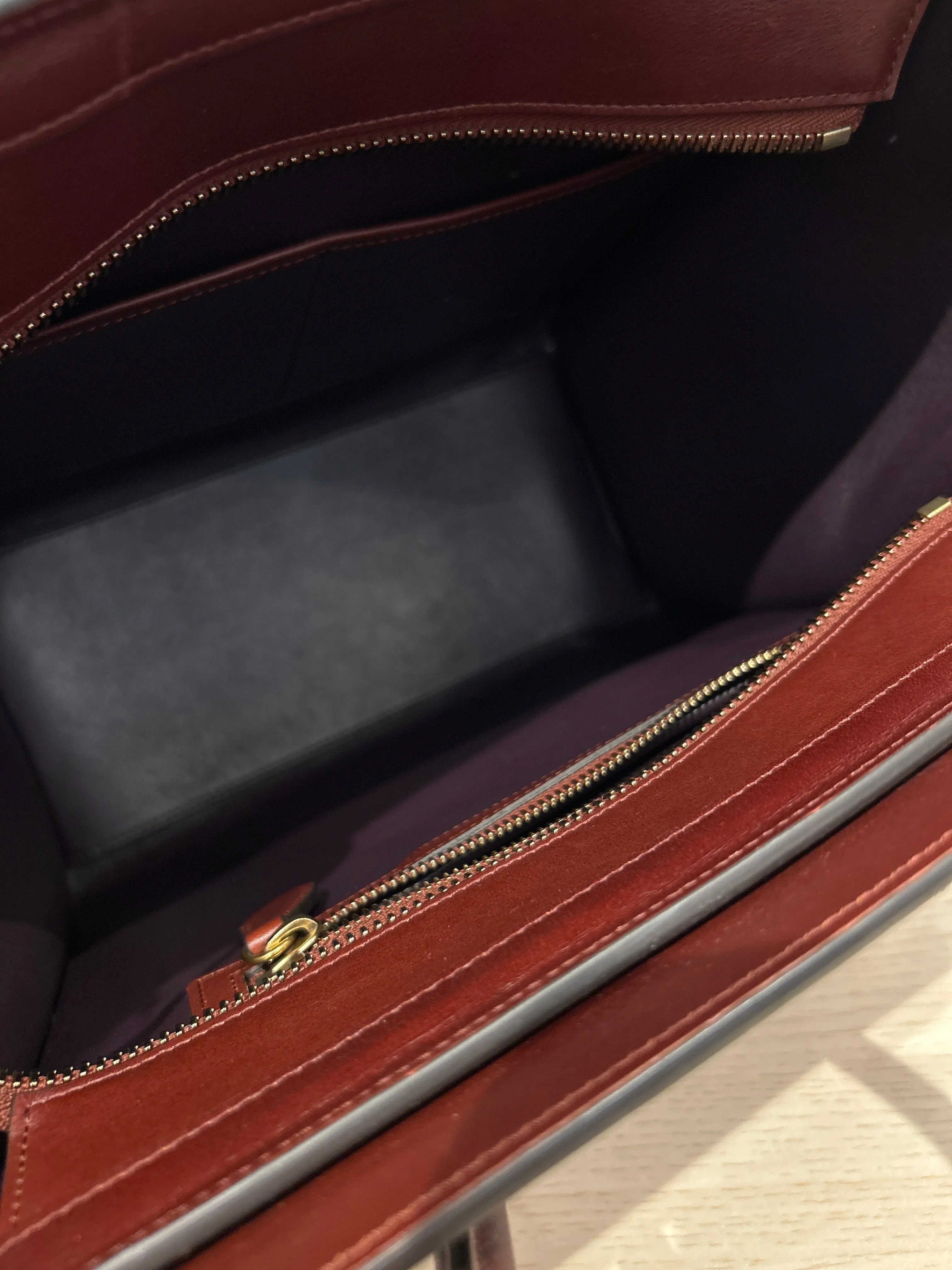 Celine Bag, Burgundy Smooth Calfskin Micro Luggage Tote