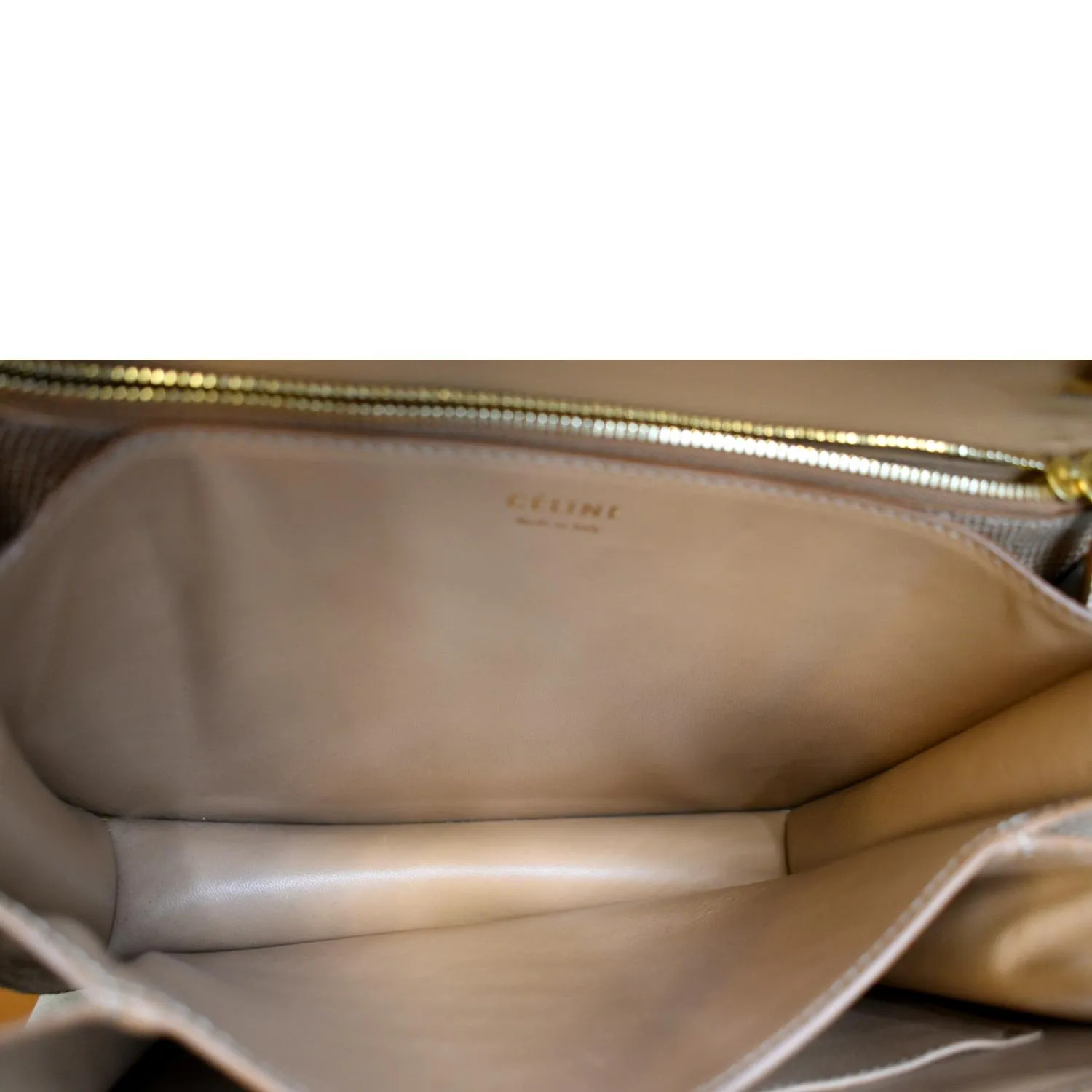 CELINE Classic Box Medium Lizard Leather Shoulder Bag Beige