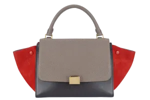 CELINE TRAPEZE TRICOLOR BULLHIDE LEATHER GOLD HARDWARE WITH STRAPS AND DUST COVER