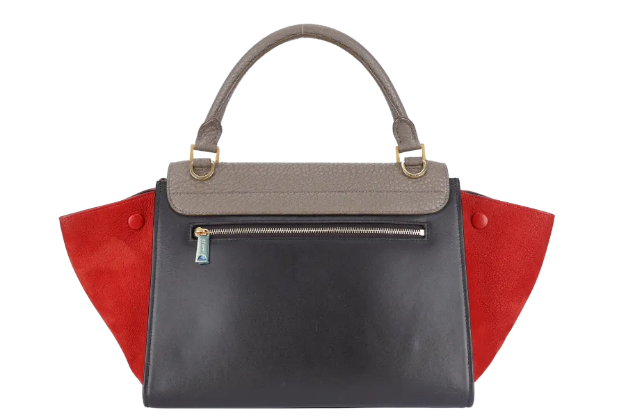 CELINE TRAPEZE TRICOLOR BULLHIDE LEATHER GOLD HARDWARE WITH STRAPS AND DUST COVER