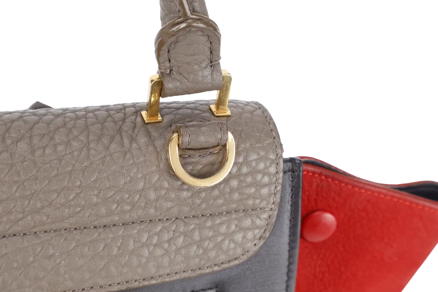 CELINE TRAPEZE TRICOLOR BULLHIDE LEATHER GOLD HARDWARE WITH STRAPS AND DUST COVER