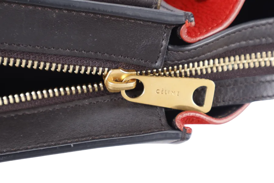 CELINE TRAPEZE TRICOLOR BULLHIDE LEATHER GOLD HARDWARE WITH STRAPS AND DUST COVER