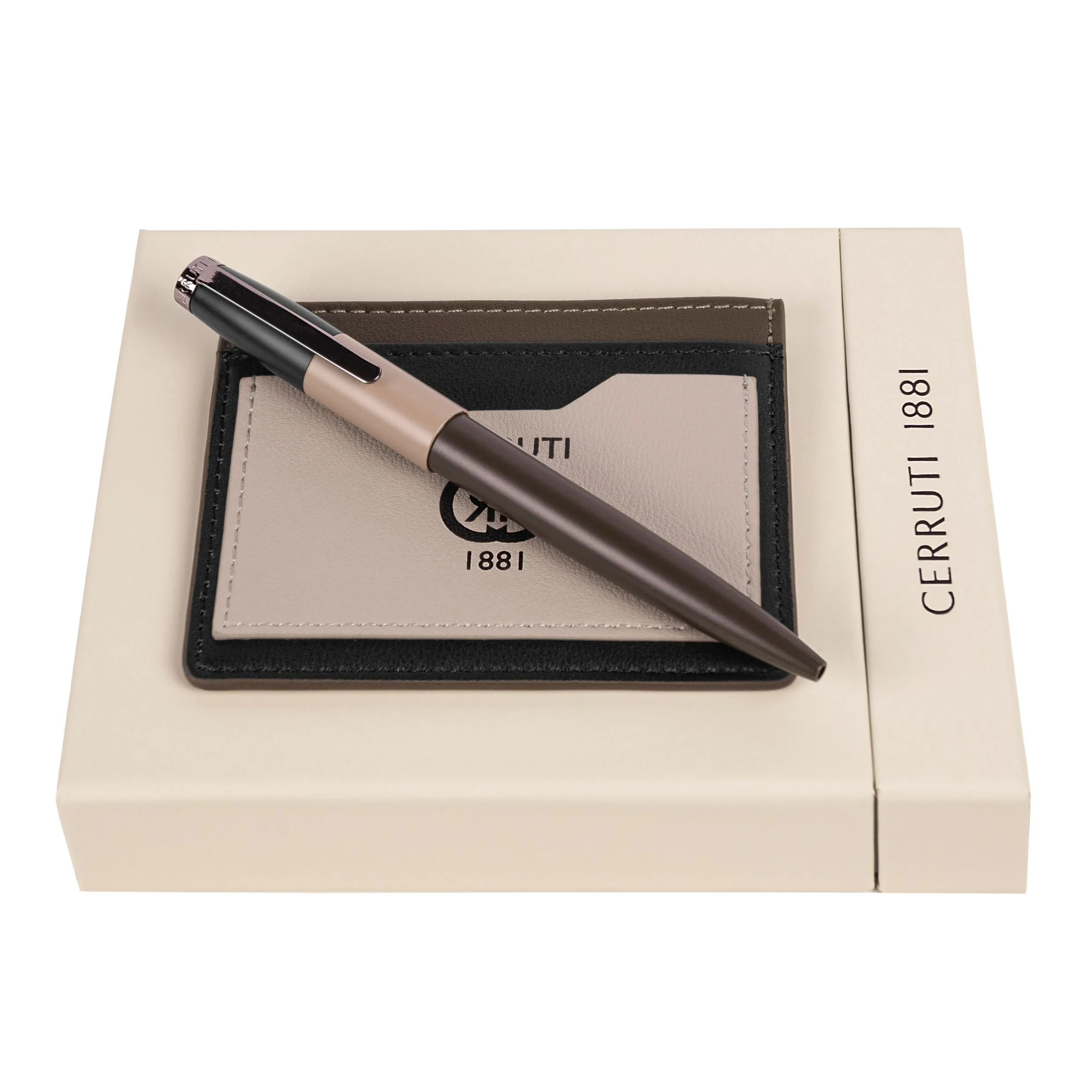 Cerruti 1881 NPBC327X-Set Brick Beige Khaki Black (ballpoint pen & card holder)