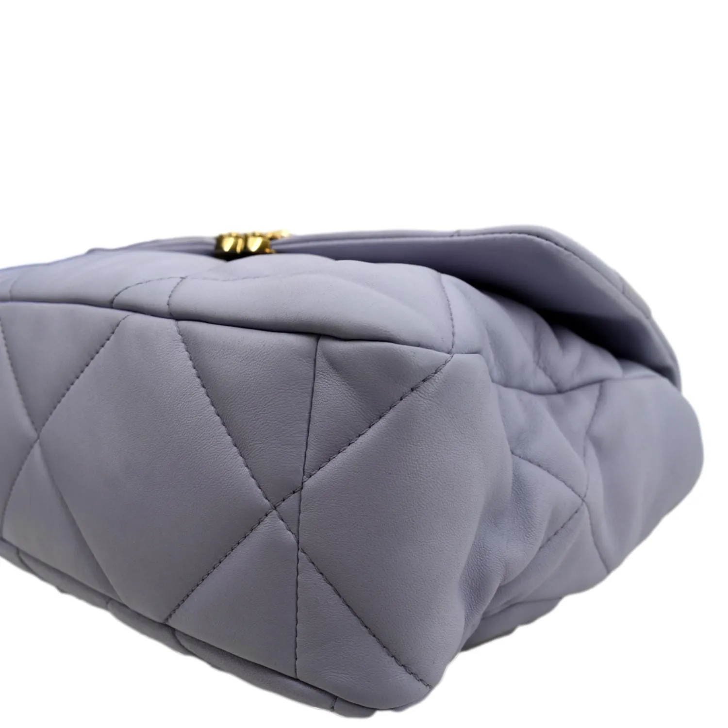 CHANEL 19 Large Flap Quilted Lambskin Leather Shoulder Bag Violet