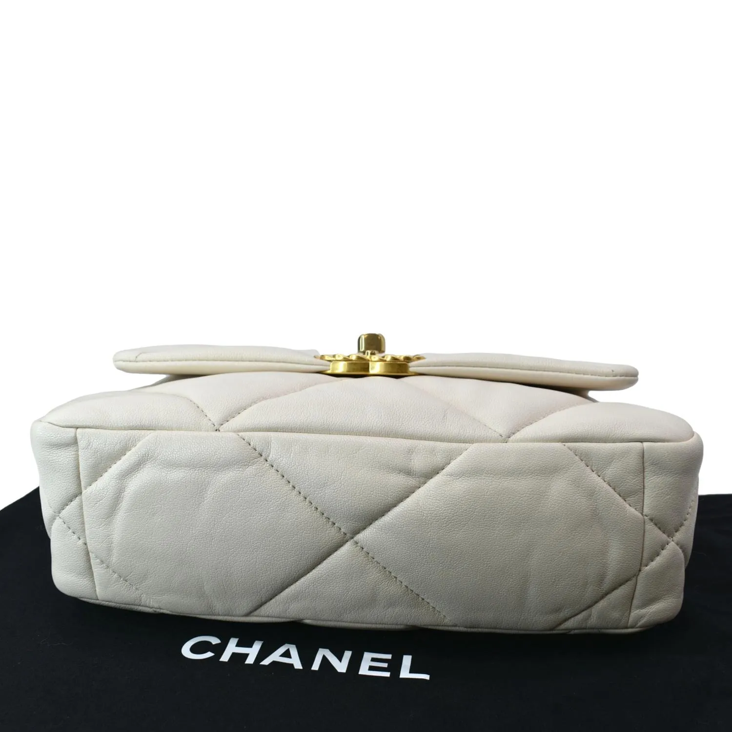CHANEL 19 Medium Flap Quilted Lambskin Leather Shoulder Bag White - Hot Deals