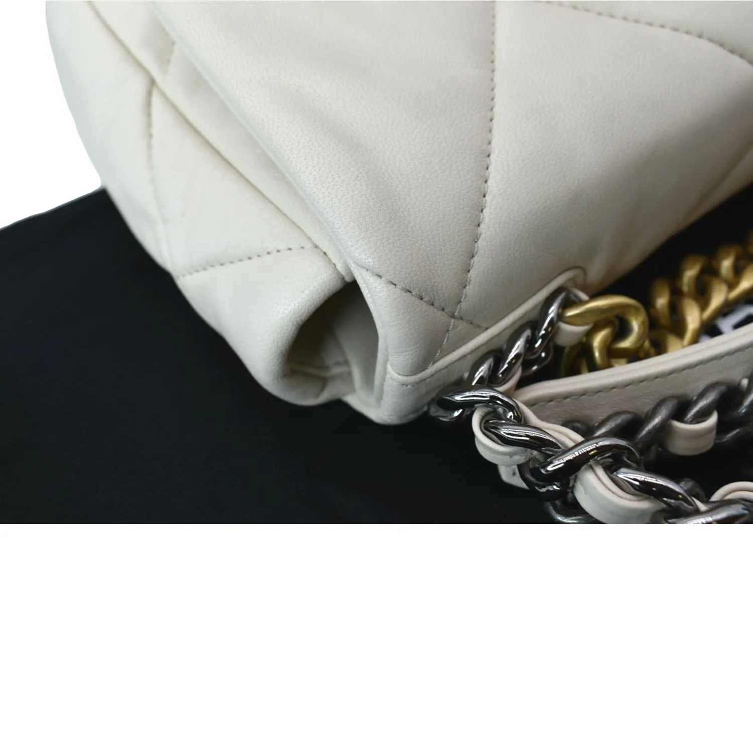 CHANEL 19 Medium Flap Quilted Lambskin Leather Shoulder Bag White - Hot Deals