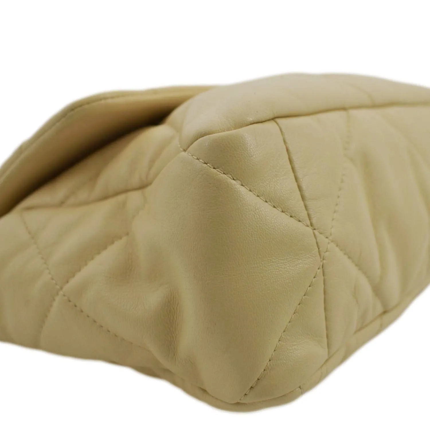 CHANEL 19 Small Flap Quilted Lambskin Leather Shoulder Bag Beige