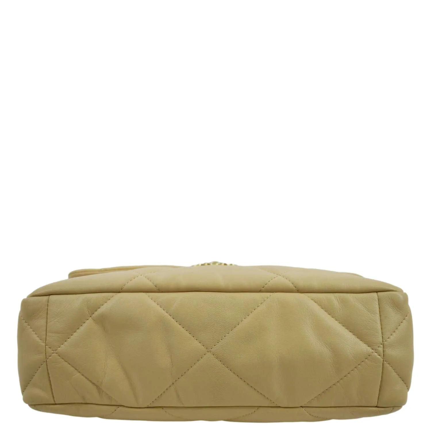CHANEL 19 Small Flap Quilted Lambskin Leather Shoulder Bag Beige