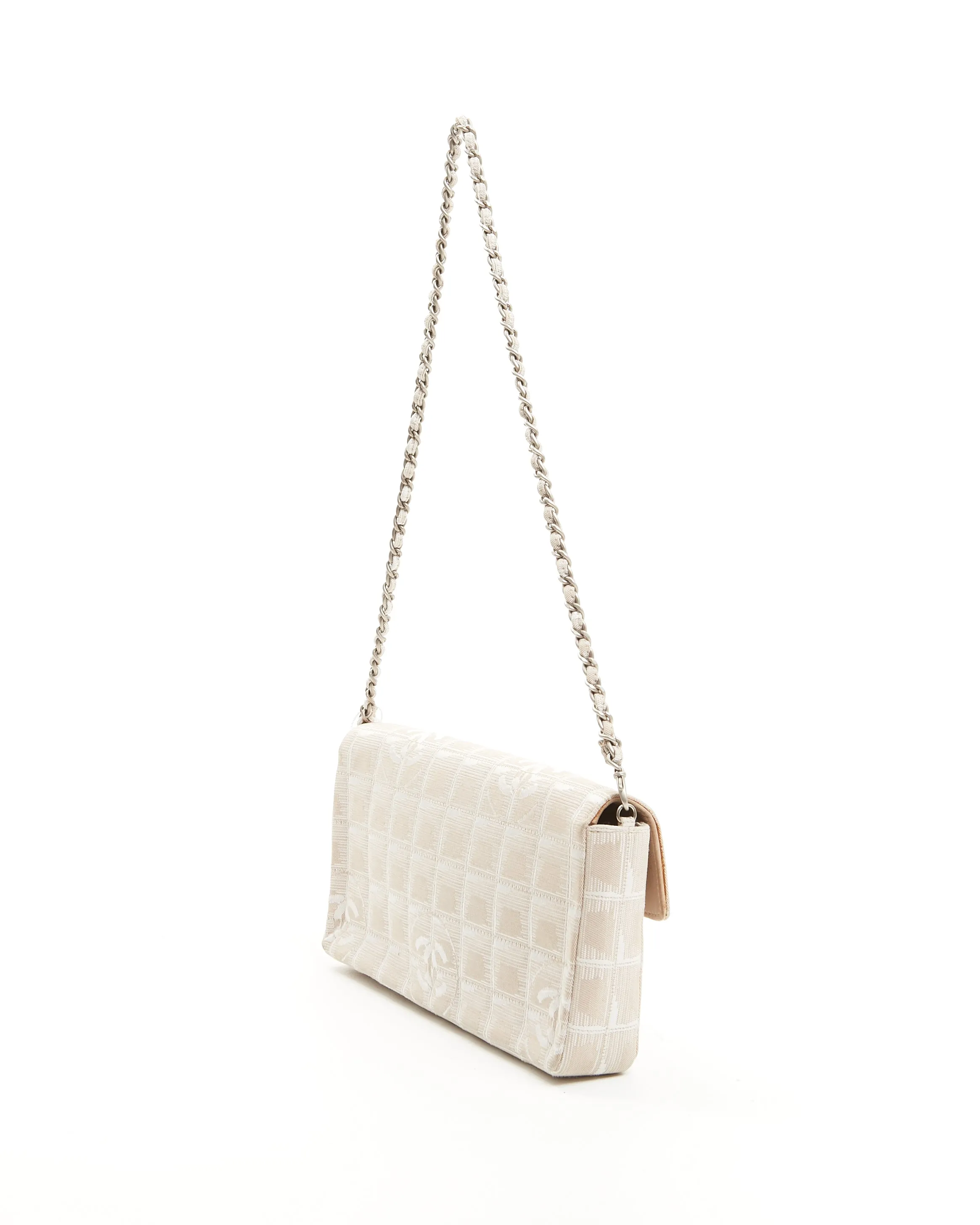 Chanel Beige Canvas New Travel Line East West Flap Bag
