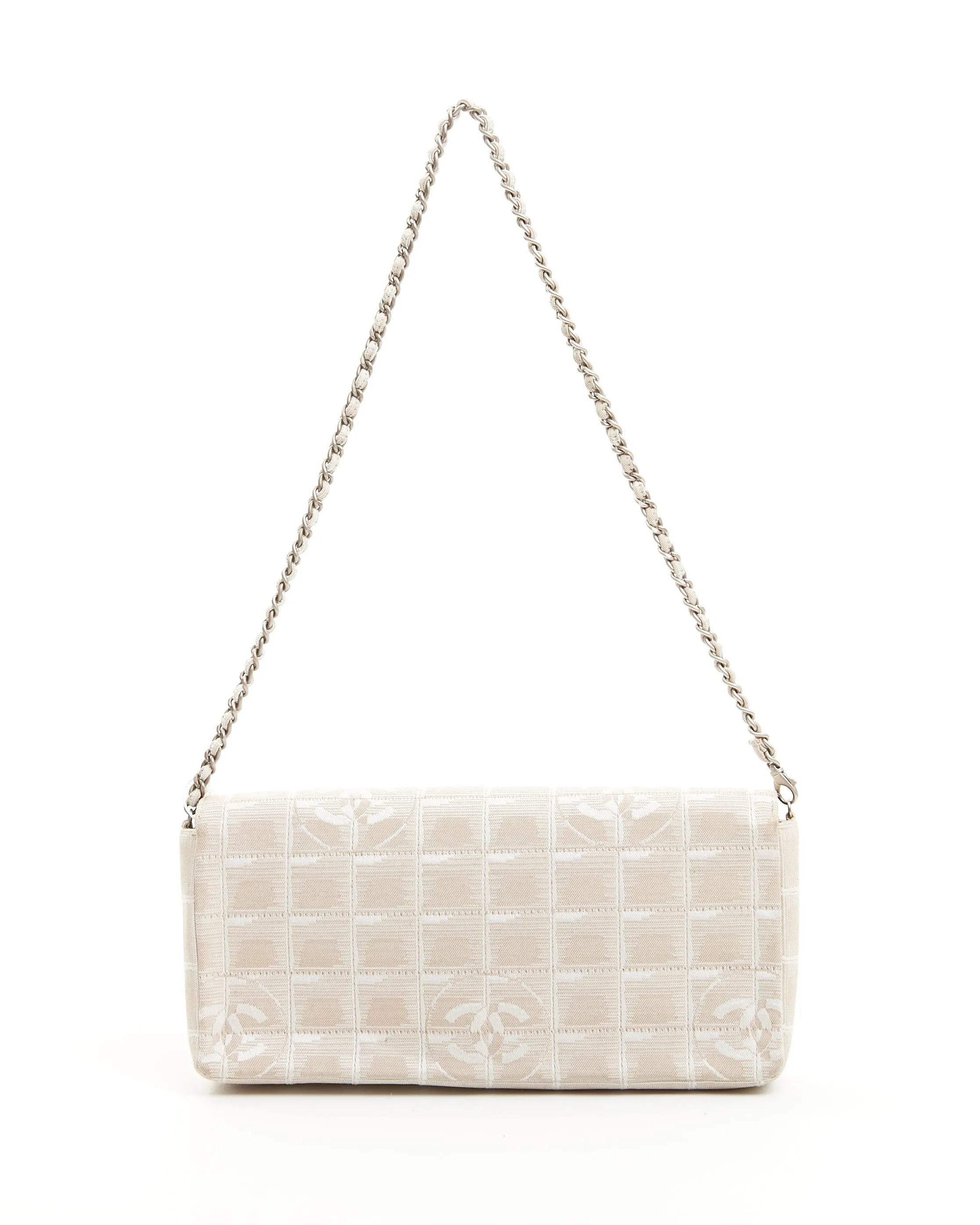 Chanel Beige Canvas New Travel Line East West Flap Bag