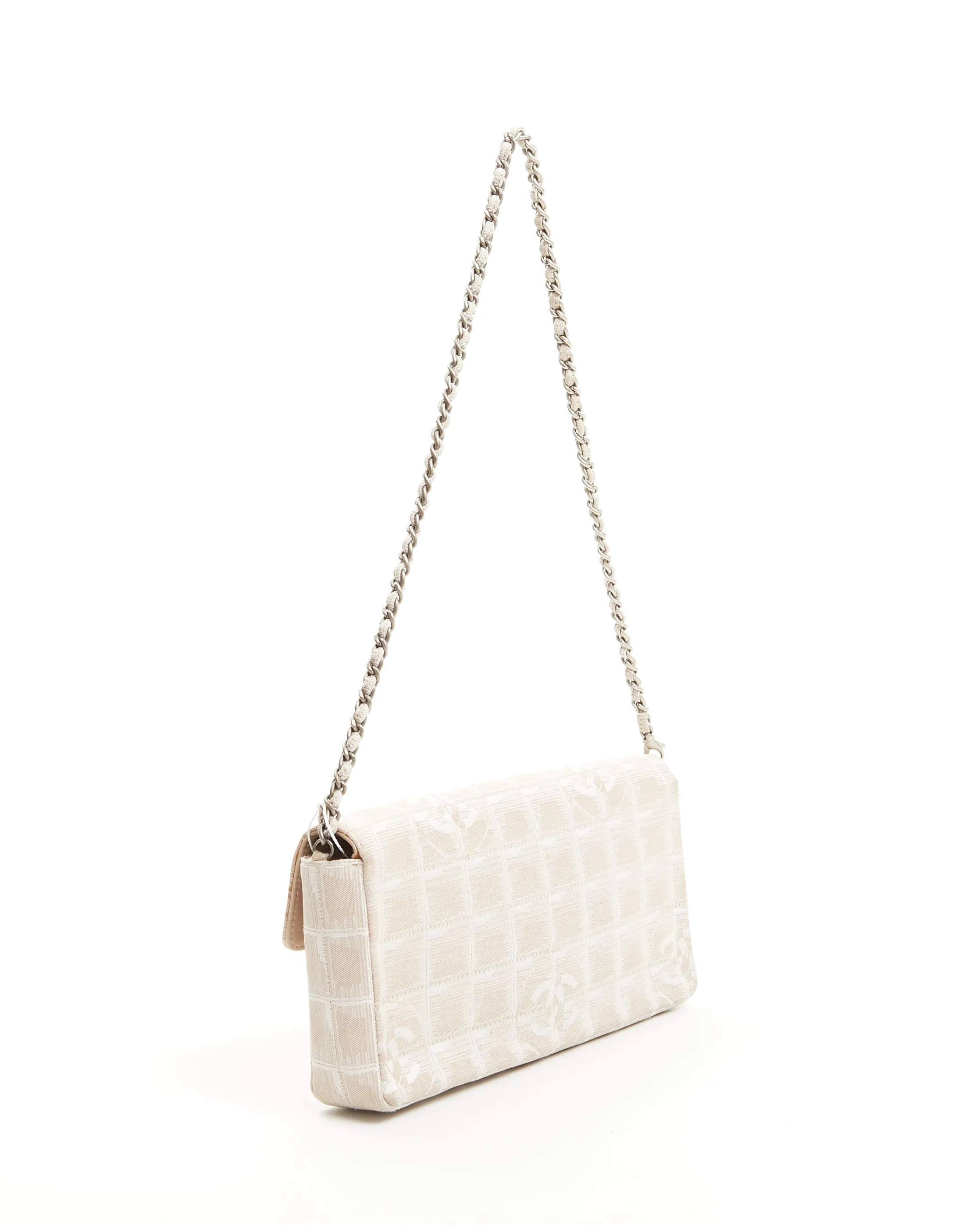 Chanel Beige Canvas New Travel Line East West Flap Bag