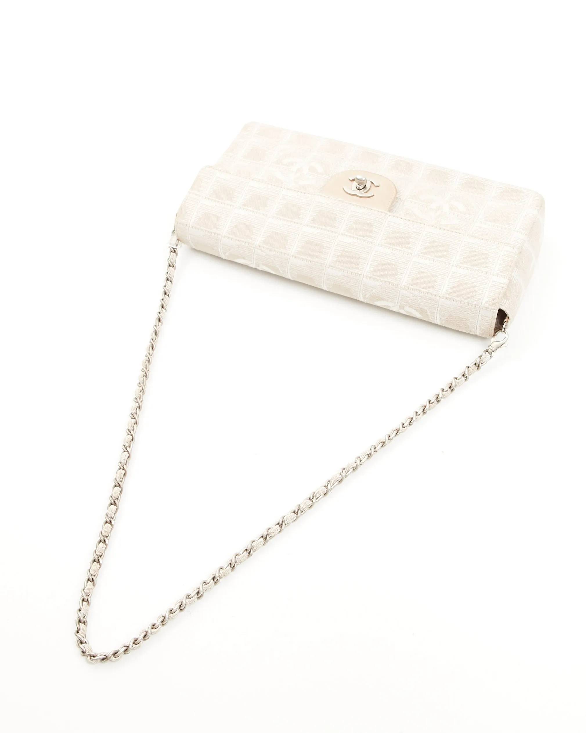 Chanel Beige Canvas New Travel Line East West Flap Bag