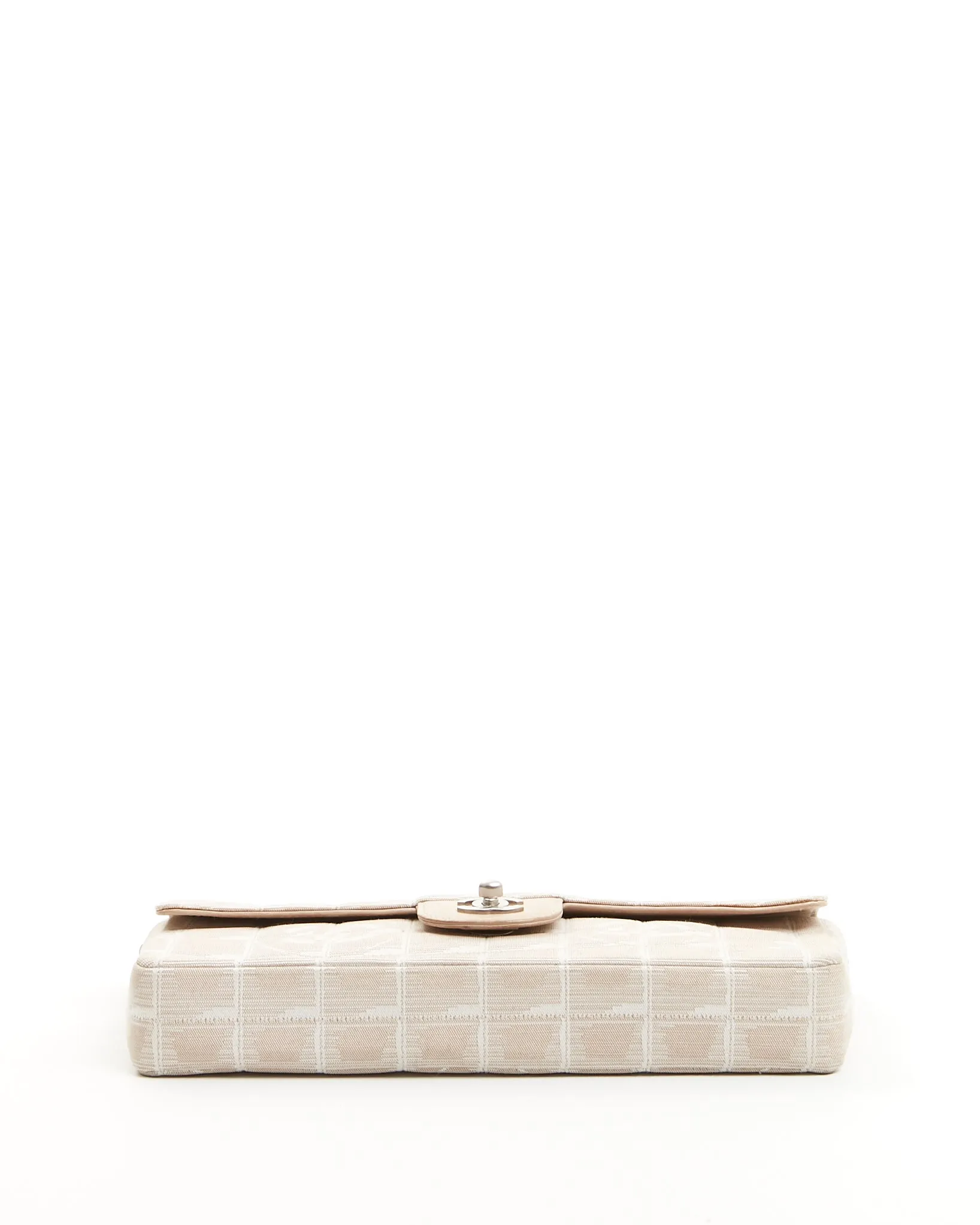 Chanel Beige Canvas New Travel Line East West Flap Bag