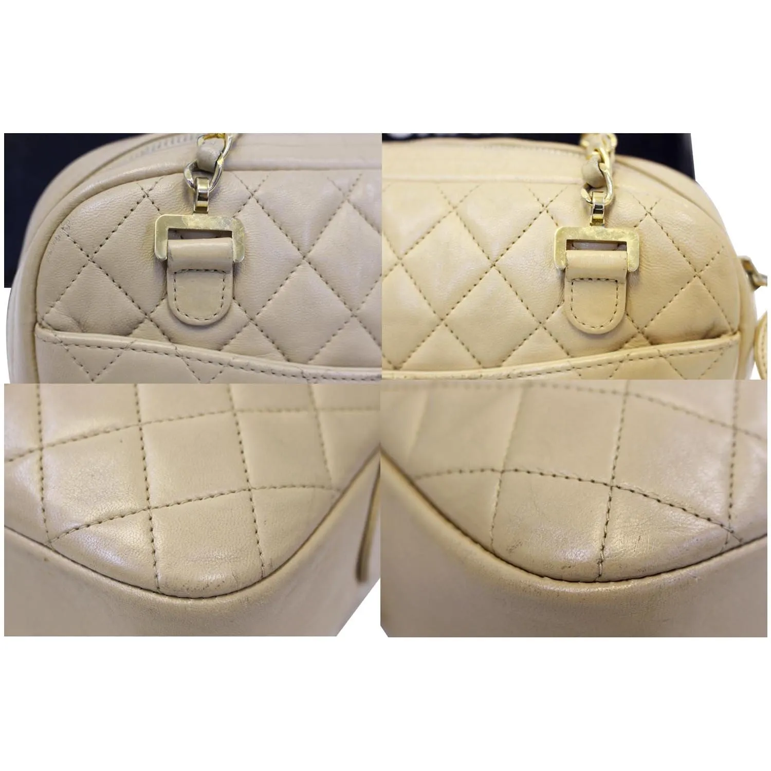 CHANEL Beige Lambskin Leather Camera Shoulder Bag - 15% OFF