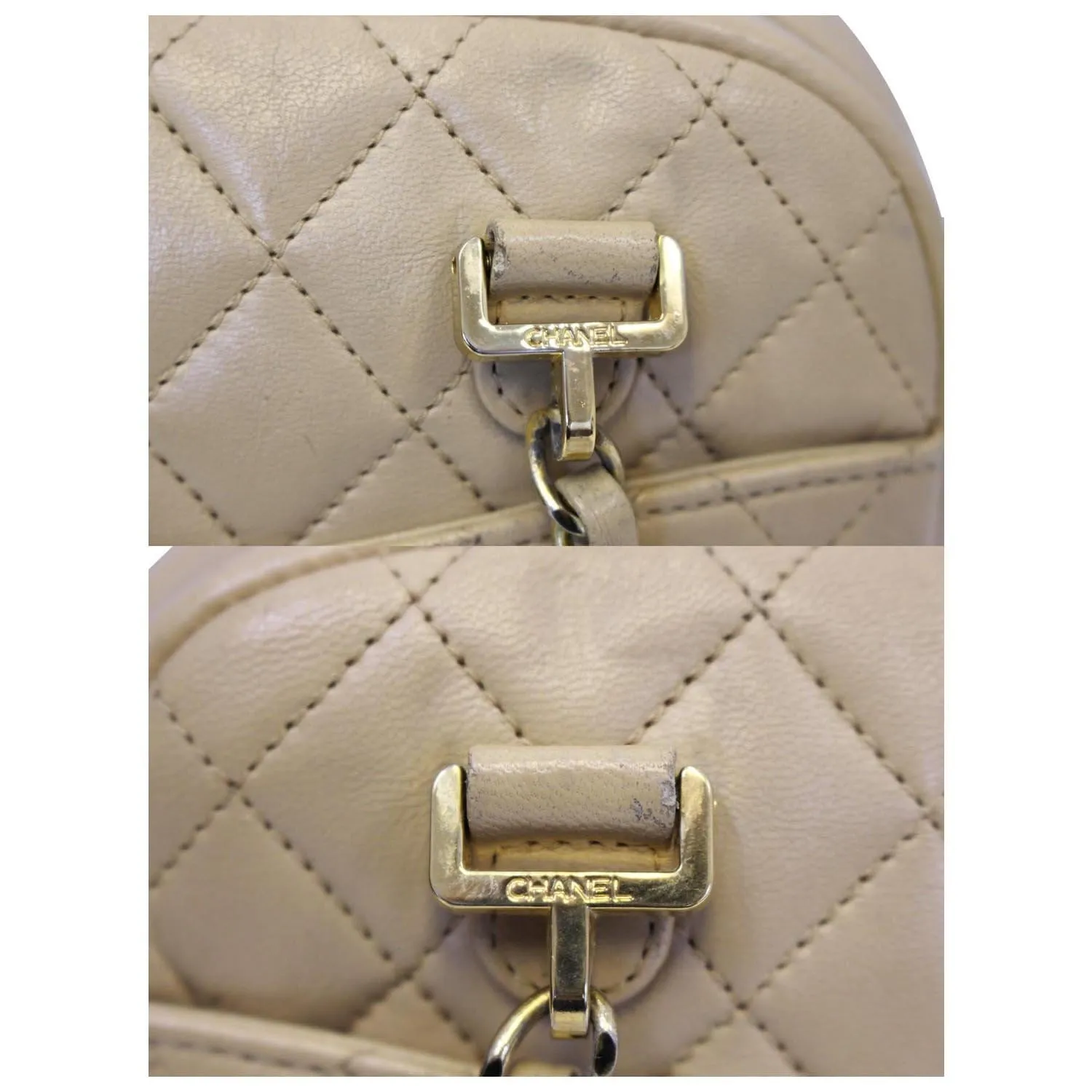 CHANEL Beige Lambskin Leather Camera Shoulder Bag - 15% OFF