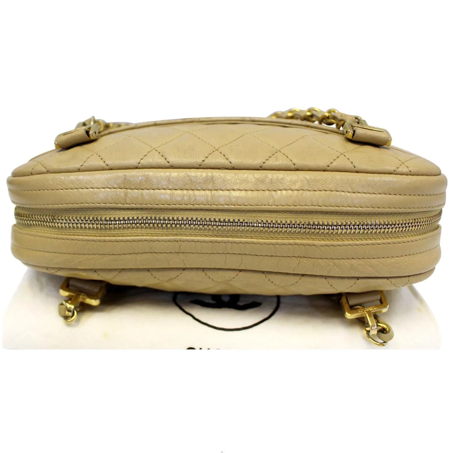 CHANEL Beige Lambskin Leather Camera Shoulder Bag - 15% OFF