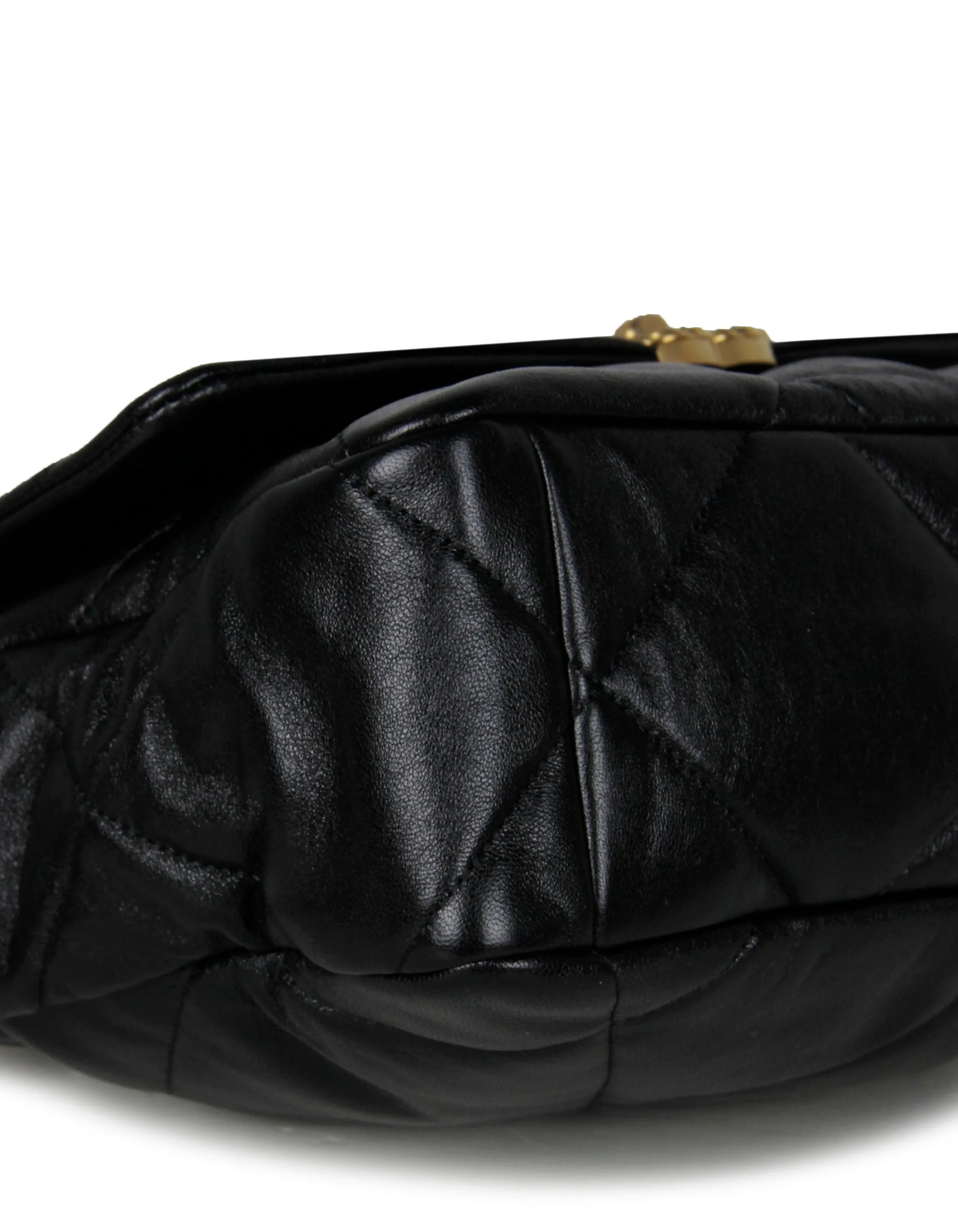 Chanel Black Calfskin Leather Quilted Large 19 Bag