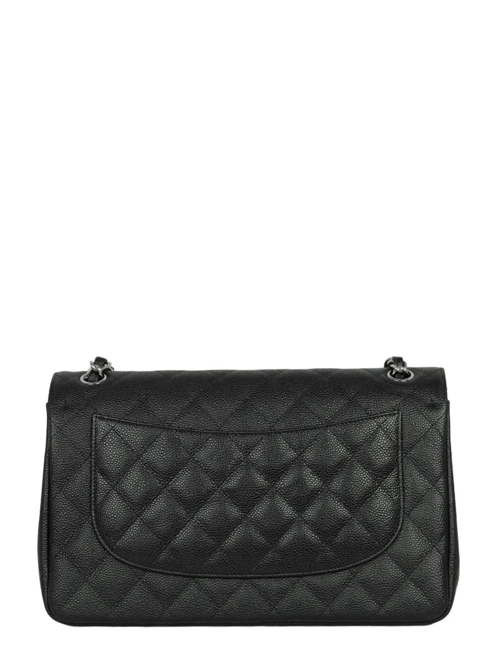 Chanel Black Caviar Leather Double Flap Jumbo Bag