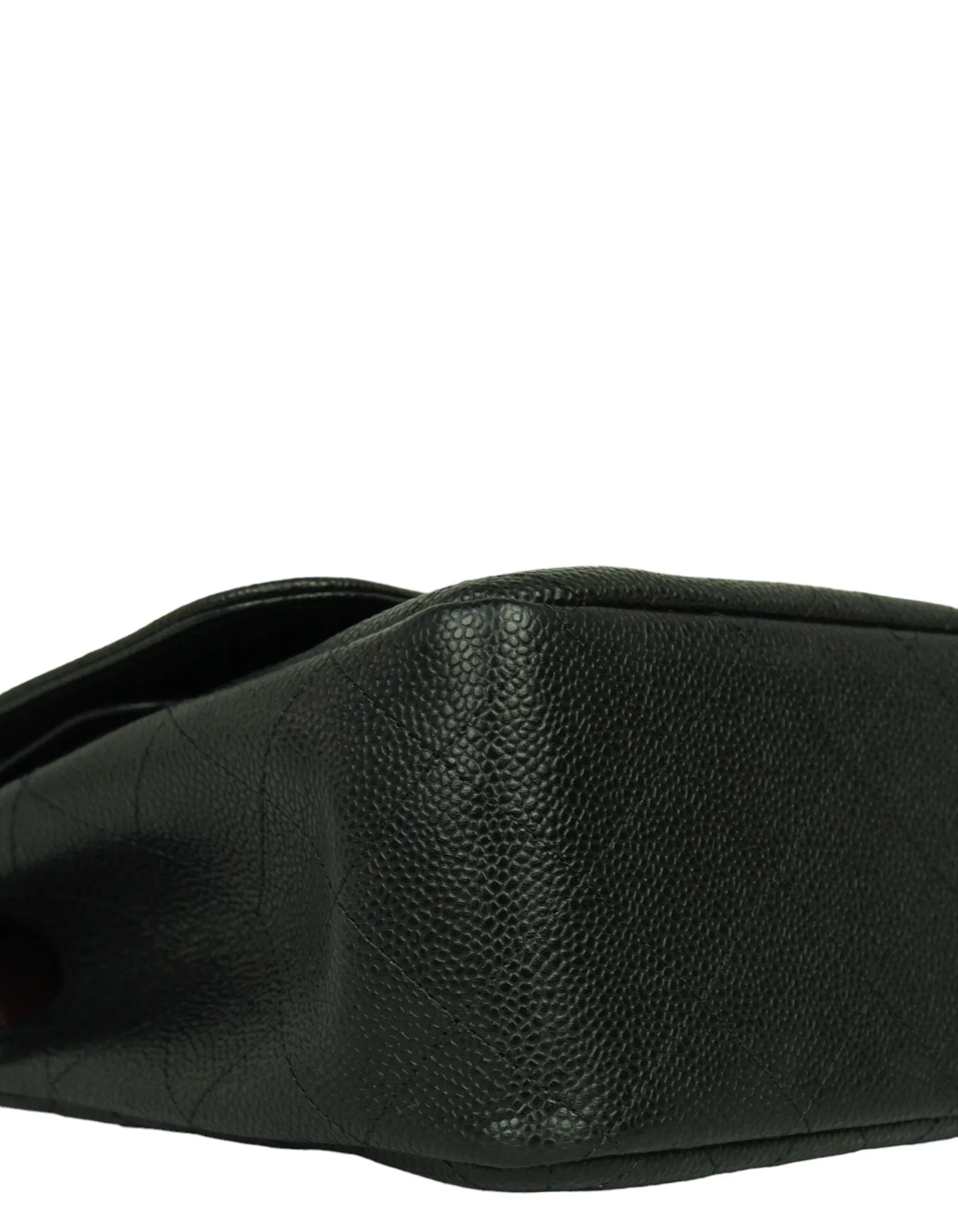 Chanel Black Caviar Leather Double Flap Jumbo Bag