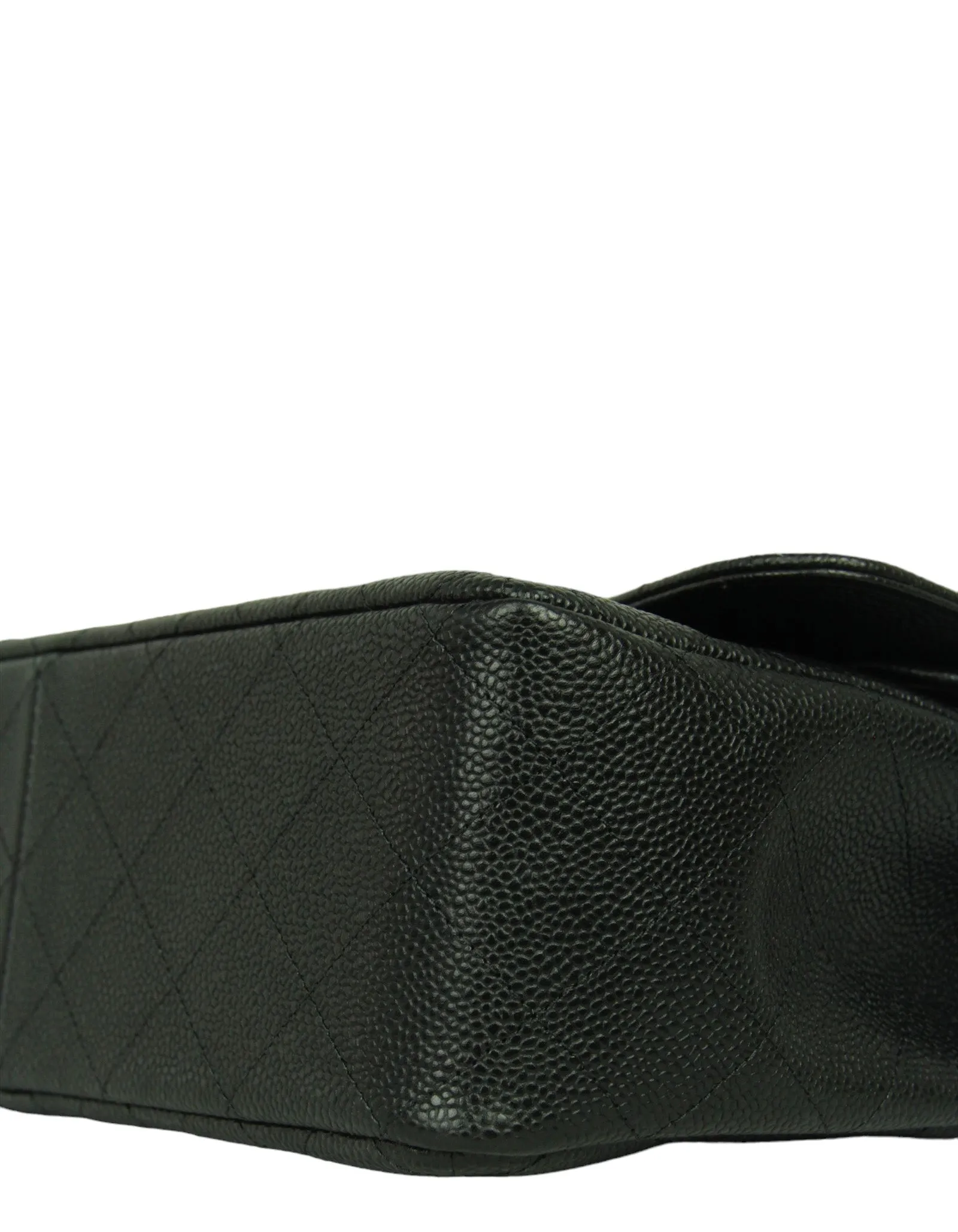 Chanel Black Caviar Leather Double Flap Jumbo Bag