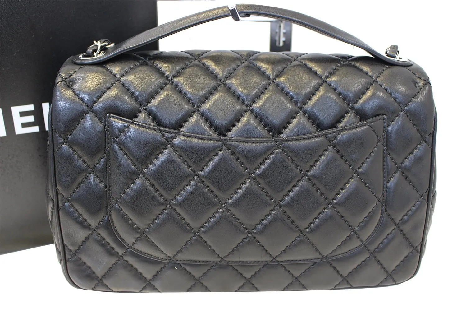 CHANEL Black Lambskin Leather Jumbo Flap Bag