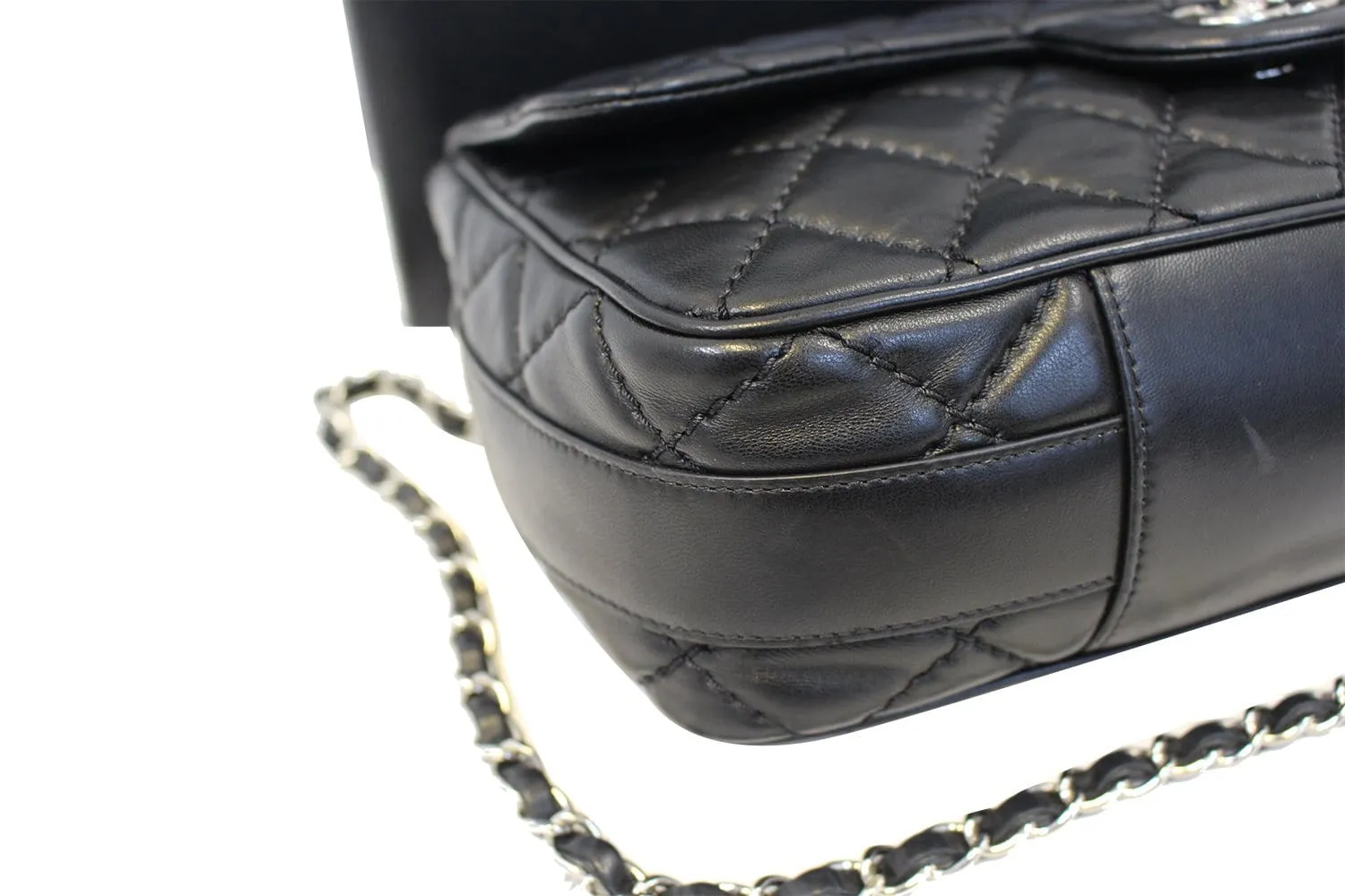CHANEL Black Lambskin Leather Jumbo Flap Bag