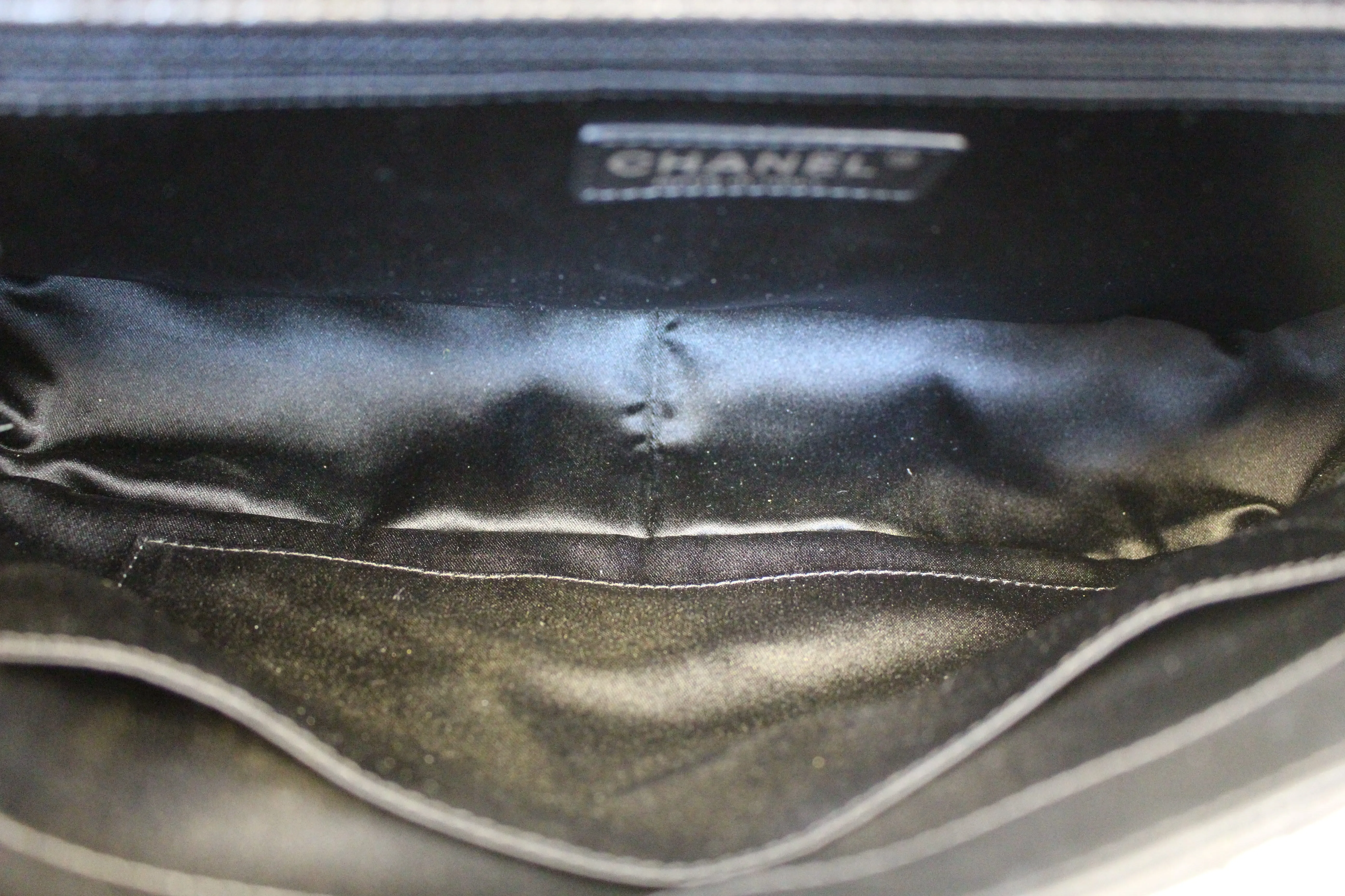 CHANEL Black Lambskin Leather Jumbo Flap Bag