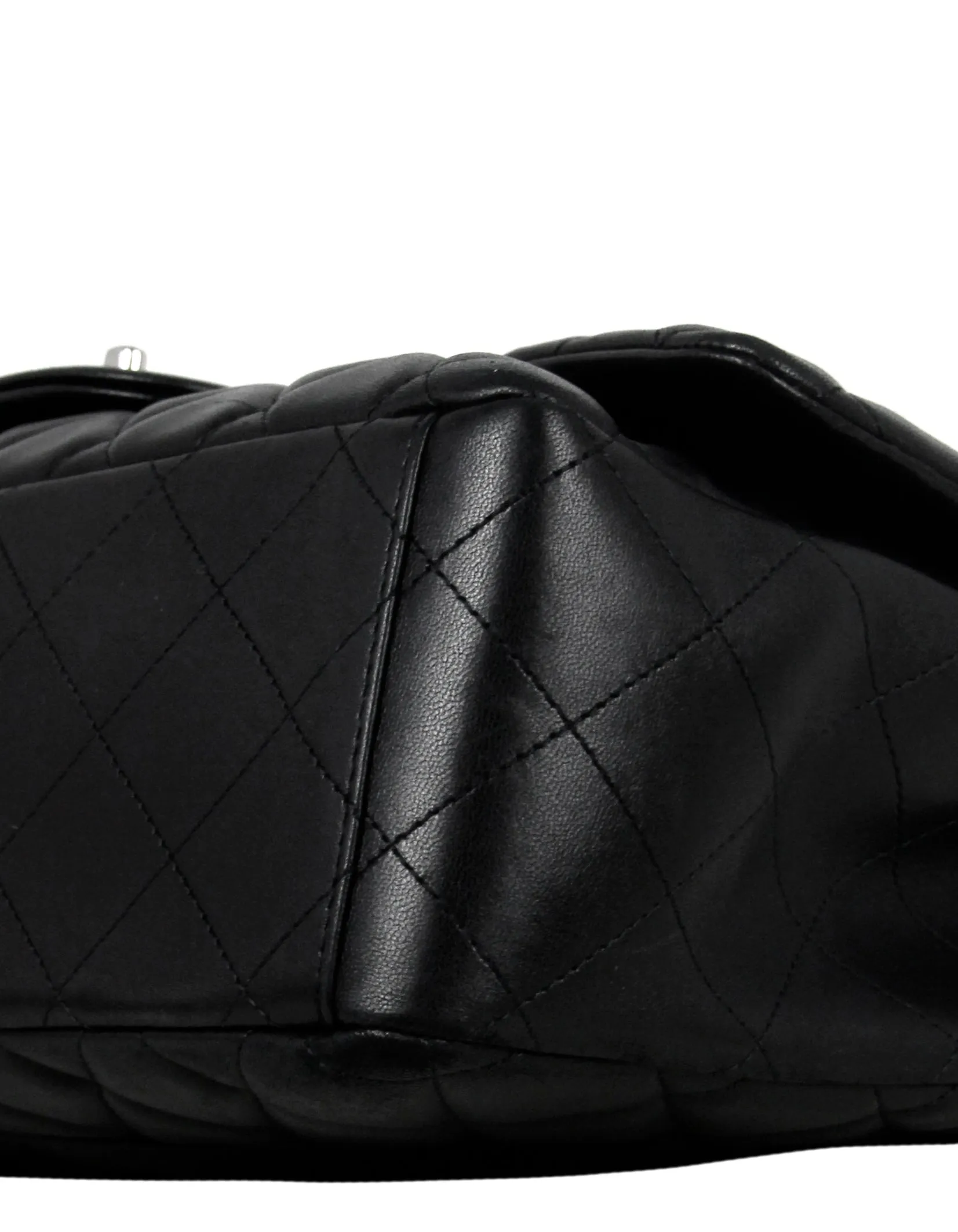 Chanel Black Lambskin Leather Single Flap Maxi Bag