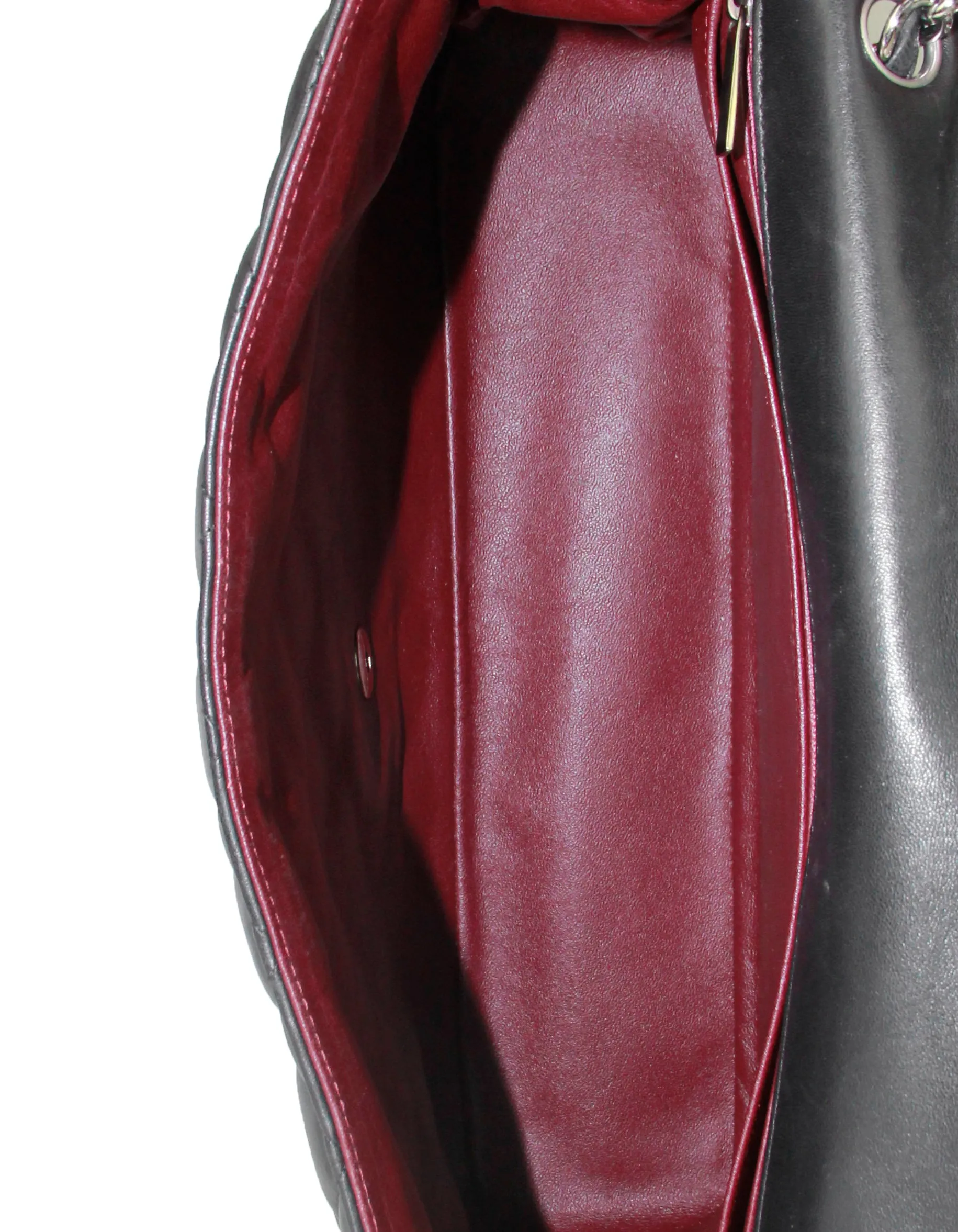 Chanel Black Lambskin Leather Single Flap Maxi Bag