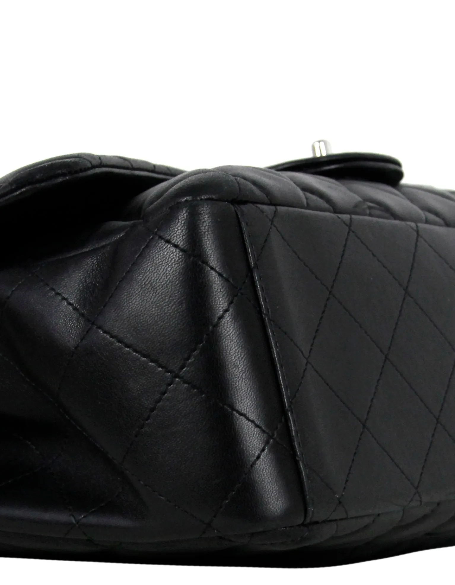 Chanel Black Lambskin Leather Single Flap Maxi Bag
