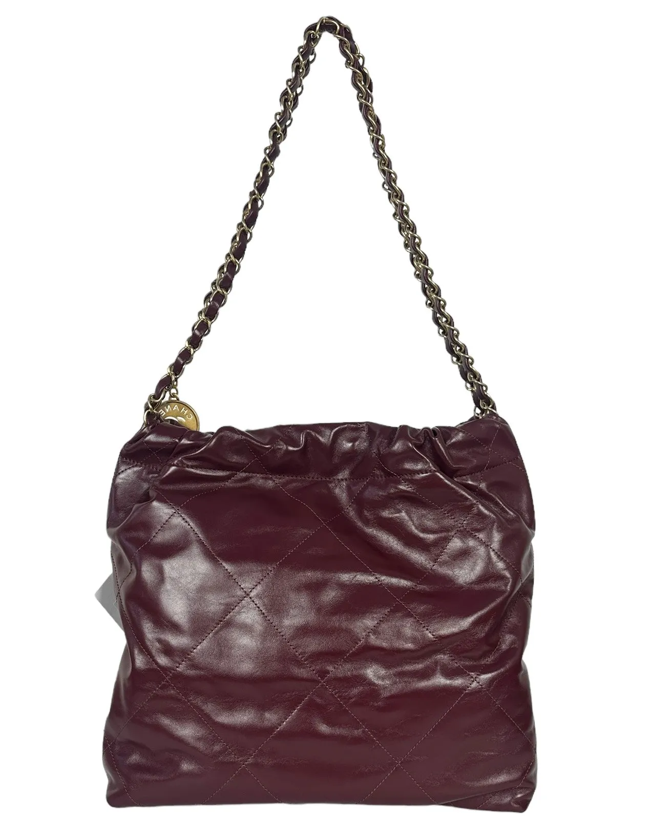 Chanel Burgundy Leather Quilted Chanel 22 Tote Bag
