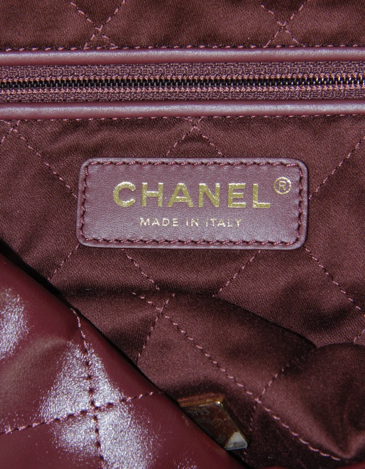 Chanel Burgundy Leather Quilted Chanel 22 Tote Bag