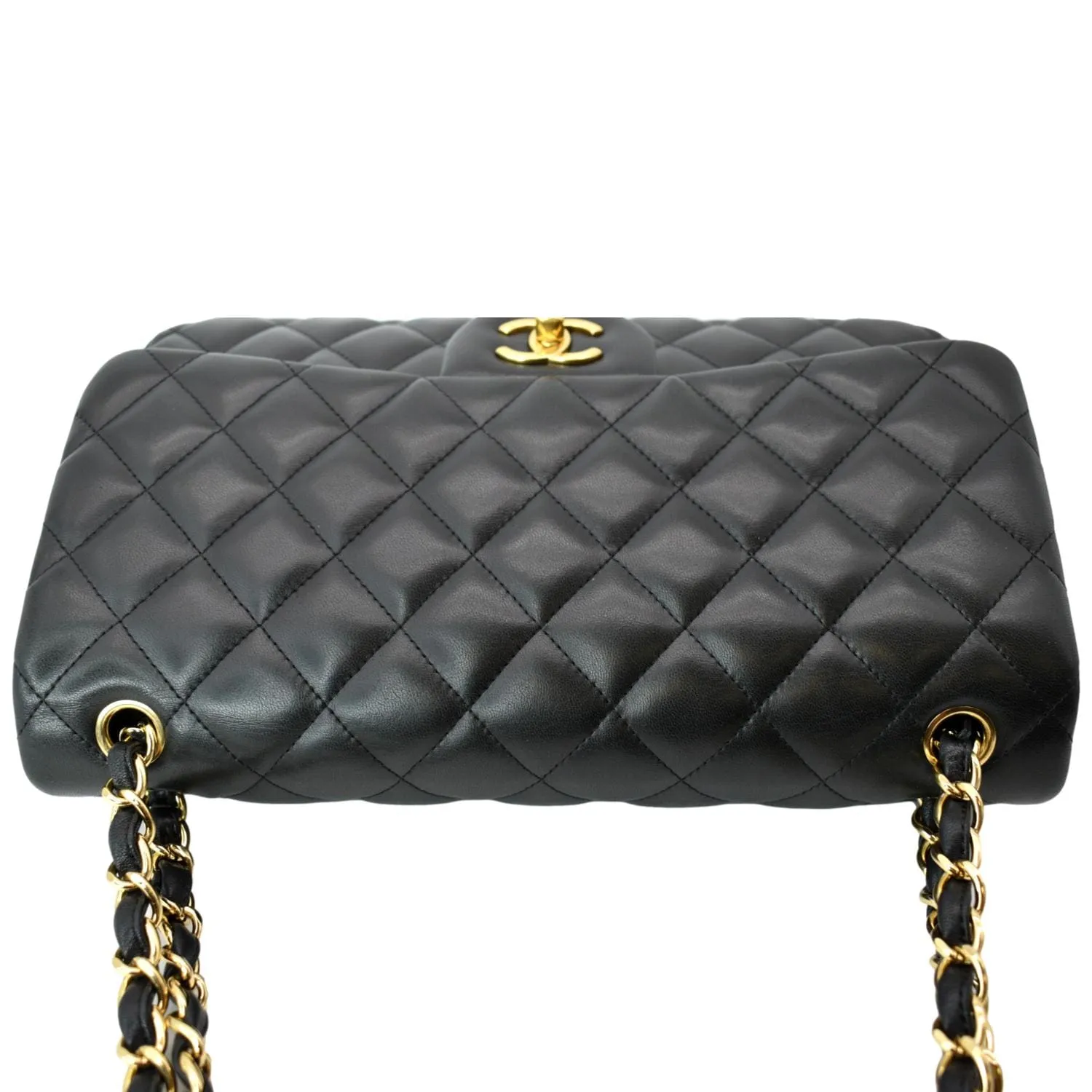 CHANEL Classic Jumbo Double Flap Lambskin Leather Shoulder Bag Black