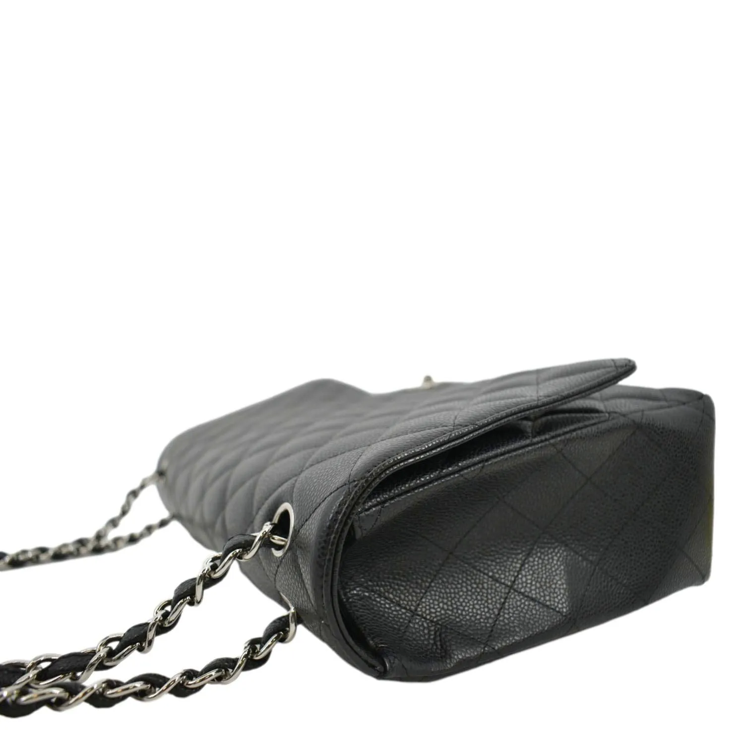 CHANEL Classic Maxi Single Flap Quilted Caviar Leather Shoulder Bag Black