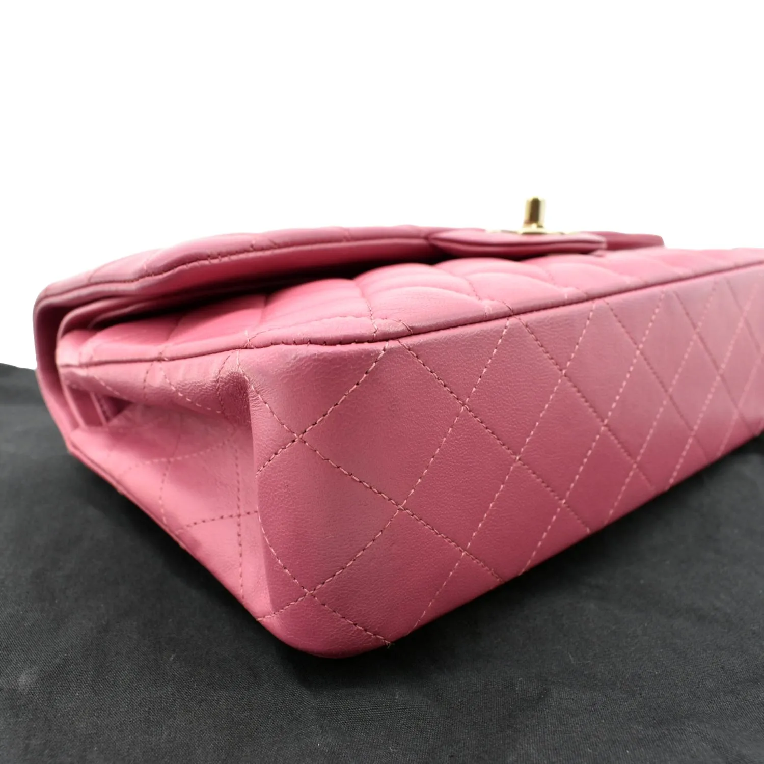 CHANEL Classic Medium Double Flap Quilted Leather Shoulder Bag Pink