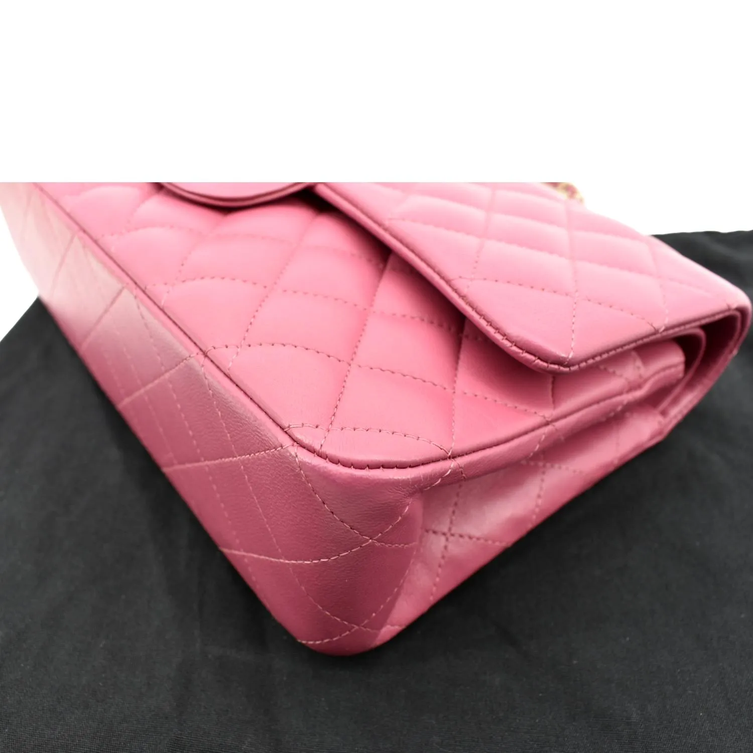 CHANEL Classic Medium Double Flap Quilted Leather Shoulder Bag Pink