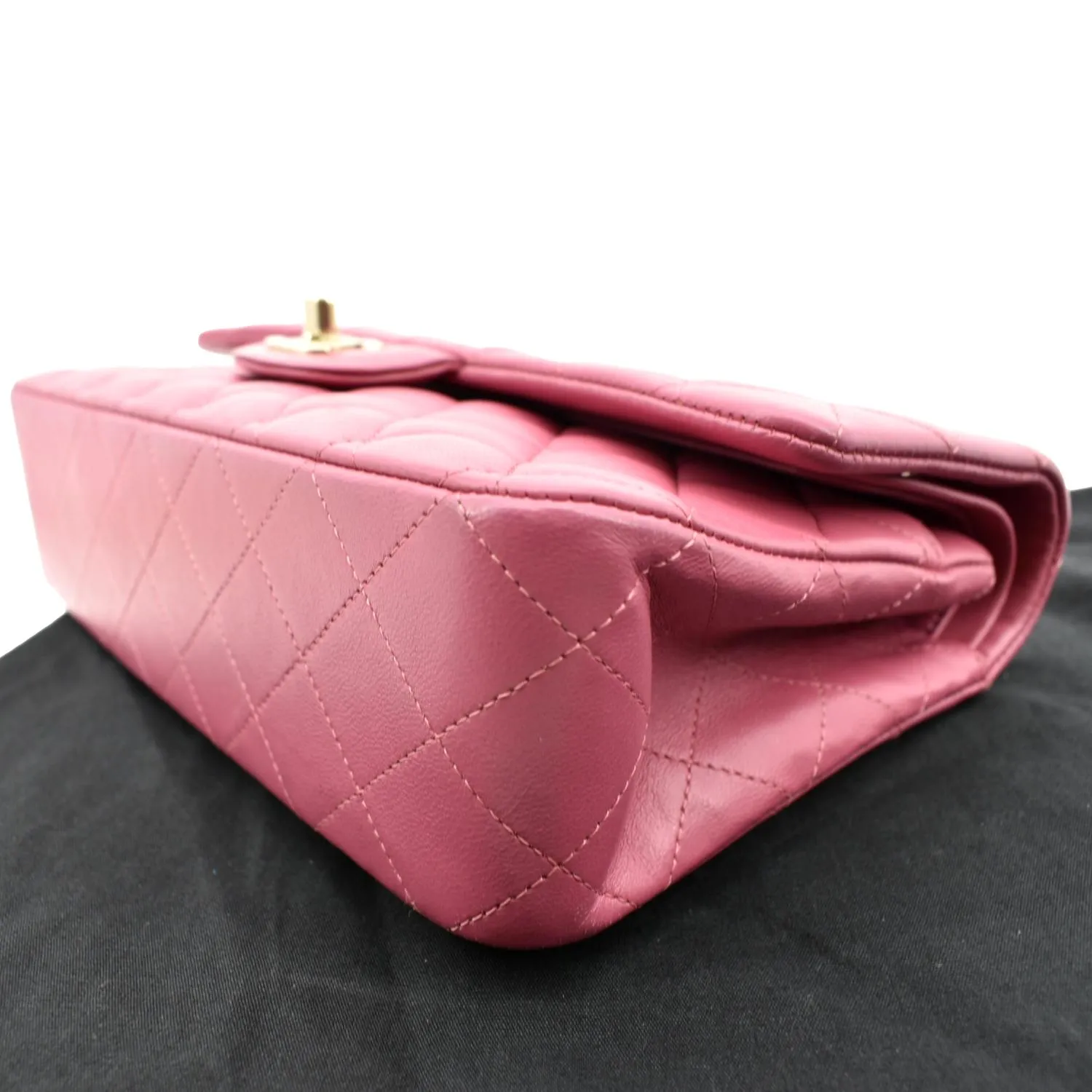 CHANEL Classic Medium Double Flap Quilted Leather Shoulder Bag Pink