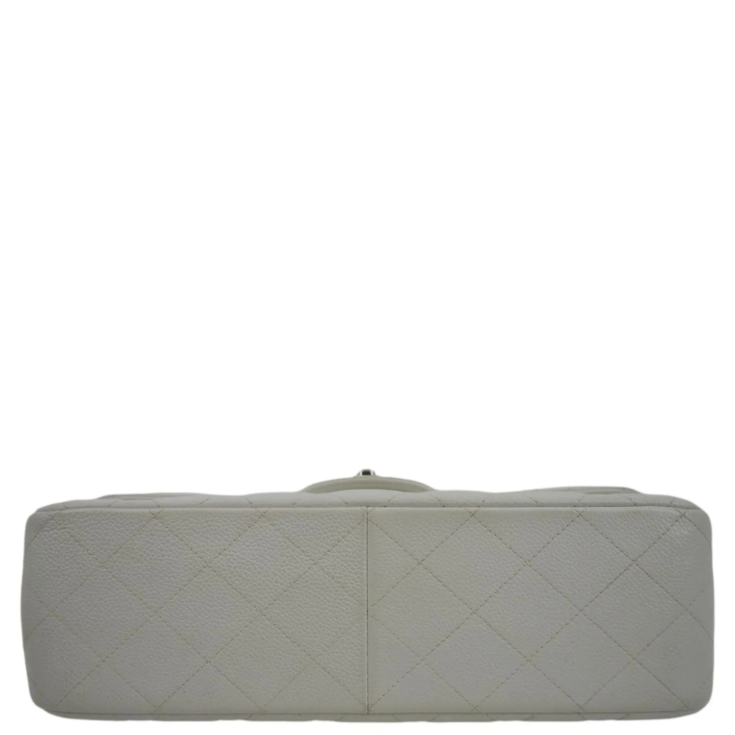 CHANEL Jumbo Double Flap Quilted Caviar Leather Shoulder Bag White